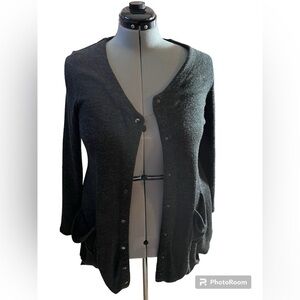 Elena Wang cardigan sweater long line Lagen look duster triangle hemline artsy M